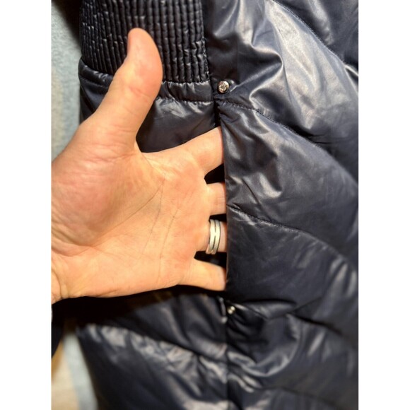 Laundry By Shelli Segal Jacket Women's Medium Midi Down 2 in 1 Navy Blue Hooded - Picture 2 of 16